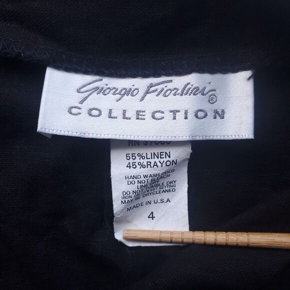 VTG Pencil Skirt Size 4 Black Linen Blend 30" x 36" Long Slit Lagenlook Lagom - Picture 4 of 14